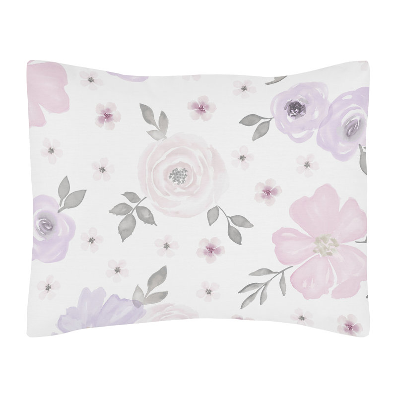Lavender and Pink Watercolor Floral Microfiber Sham