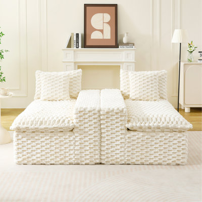 Canapé de luxe luxueux en velours tortue blanc - disposable en une rangée, côte à côte ou face à face, mobilier de salon élégant pour une décoration intérieure confortable