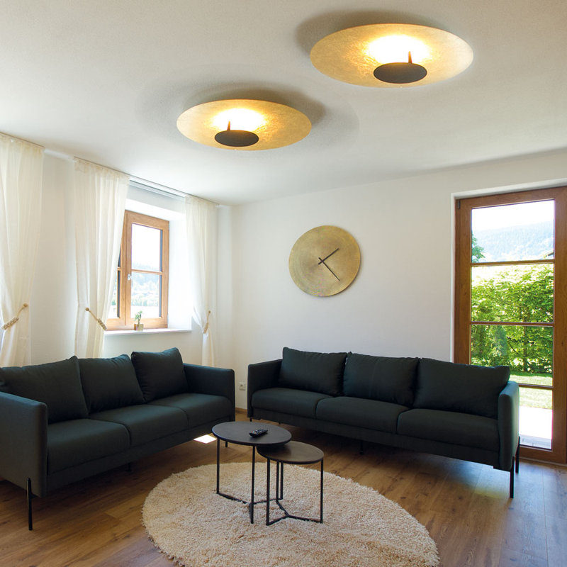 Plate LED wall light, White, 10cm H x 60cm W x 40cm D