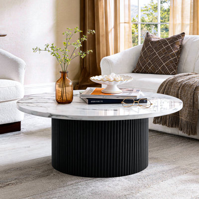 36" Marbled Wood Round Coffee Table
