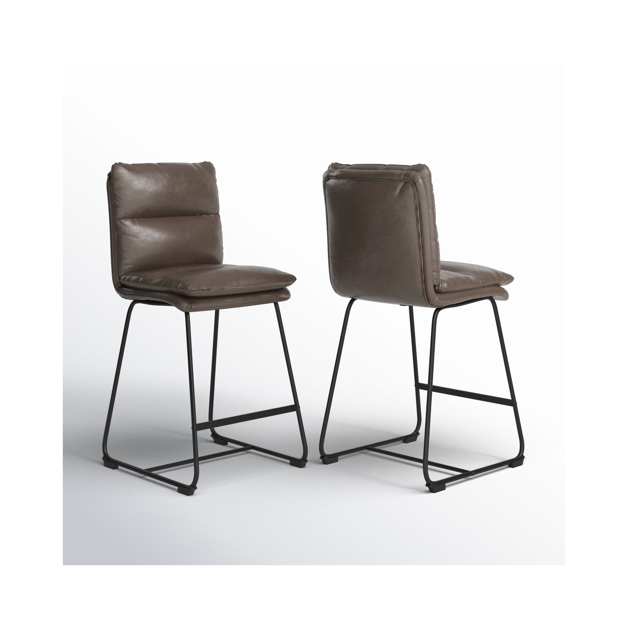 Volana Bar & Counter Stool, Brown Faux Leather, Counter Stool (26.5" Seat Height)