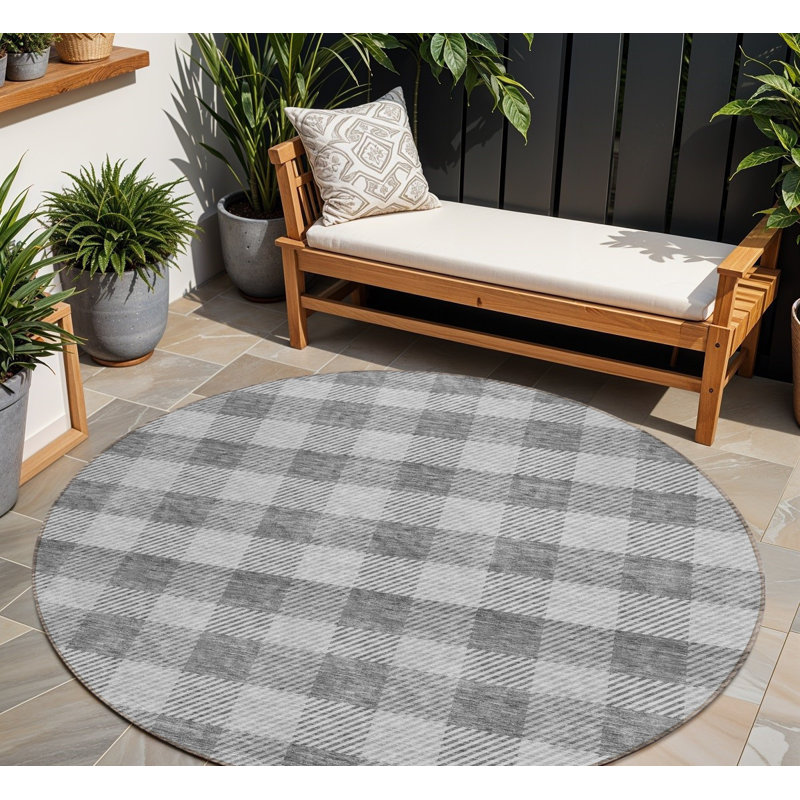 Tapis intérieur lavable rond gris et gris anthracite HomeRoots 8 pi