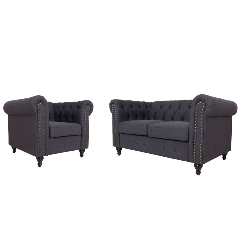 Living Room Set, Dark Grey, Linen