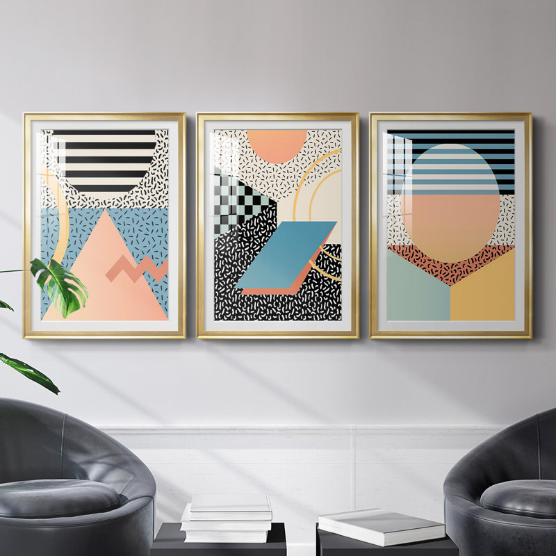 «Modern Memphis I», reproduction encadrée de qualité supérieure - prête à être accrochée, H 42,5 po x l 91,5 po x P 2,5 po