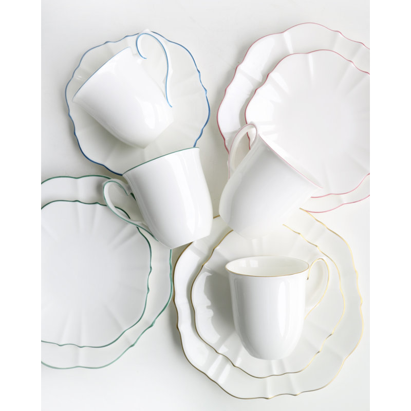 Grande tasse à café Amelie, Blanc / vert forêt