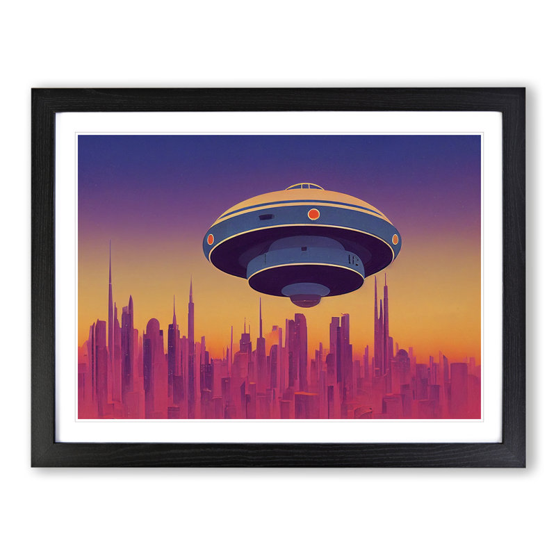 UFO Art Vol.4 - Single Picture Frame Print, Black Framed, 25cm H x 34cm W x 2cm D