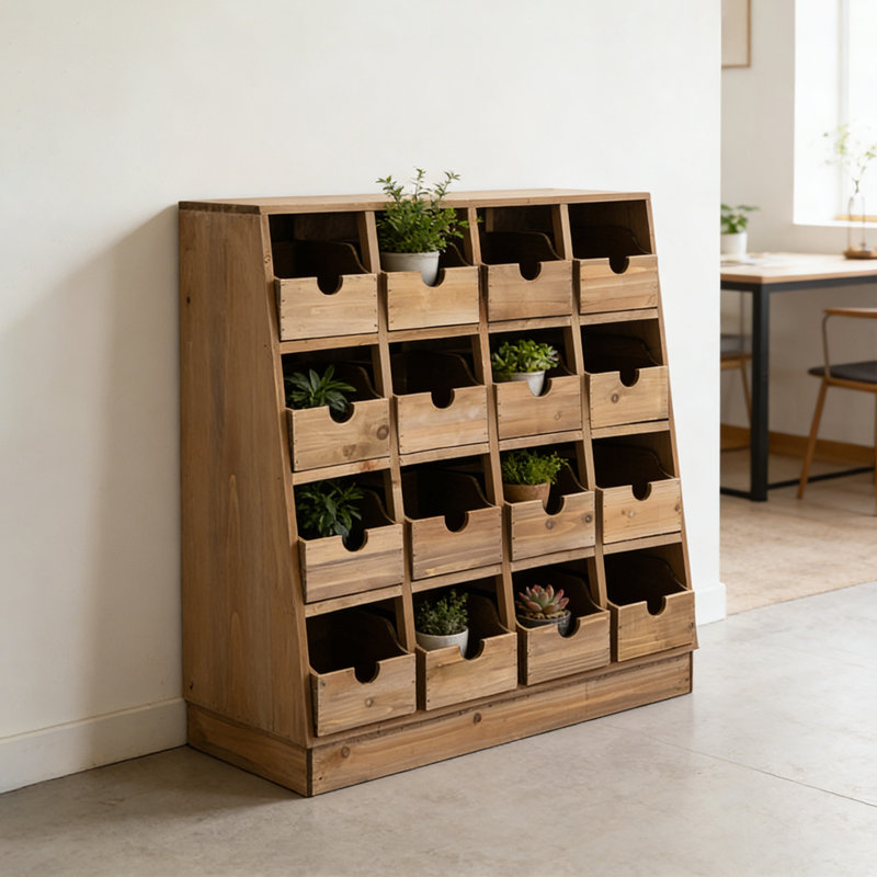 Simple armoire de rangement de style campagnard, Brun