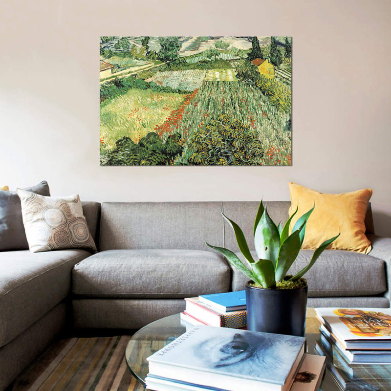 « feld mit mohnblumen » par vincent van gogh, impression sur toile, H 26 po x l 40 po x P 1,5 po, Toile tendue, Pas de tapis