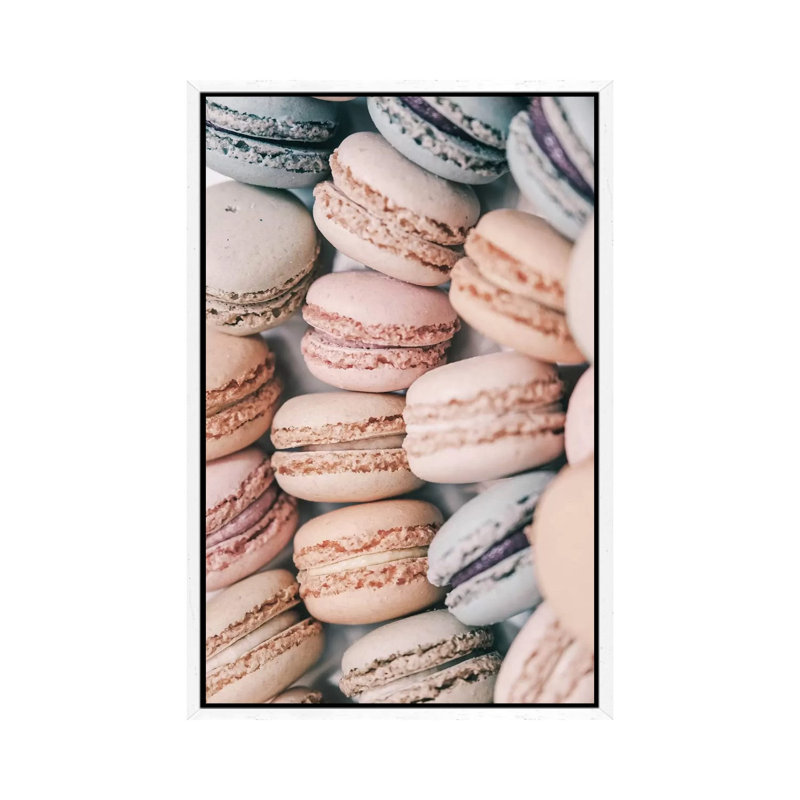 Pastel Macarons 1 Piece Floater Frame Wall Art on Canvas, White