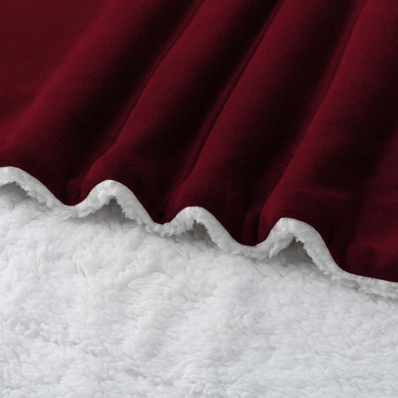 Super Soft Sherpa Fleece Blanket – Reversible Cozy Throw, 240 GSM, 150 cm x 130 cm, Burgundy
