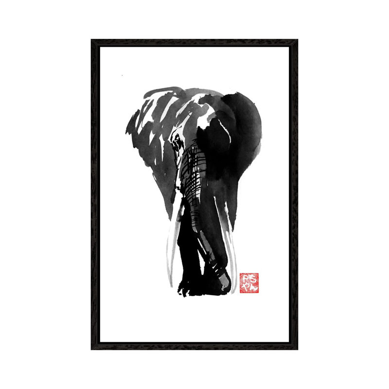 Elephant by Péchane - Print on Canvas, Black Framed, 66.04 cm H x 45.72 cm W