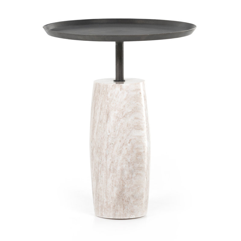 Table de bout Yazmarie, Marbre gris rivière, Gris vieilli