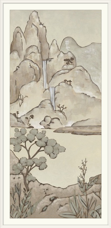 « ii » chariklia zarris, impression Chinoiserie Landscape, Cadre blanc, H 38 po x l 21 po x P 1 po