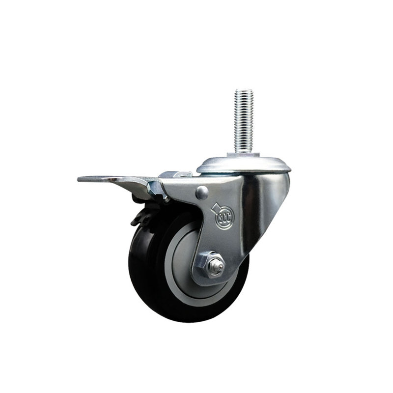 Poly Wheel Swivel 5/8 Inch Threaded Stem Caster Total Lock Brake