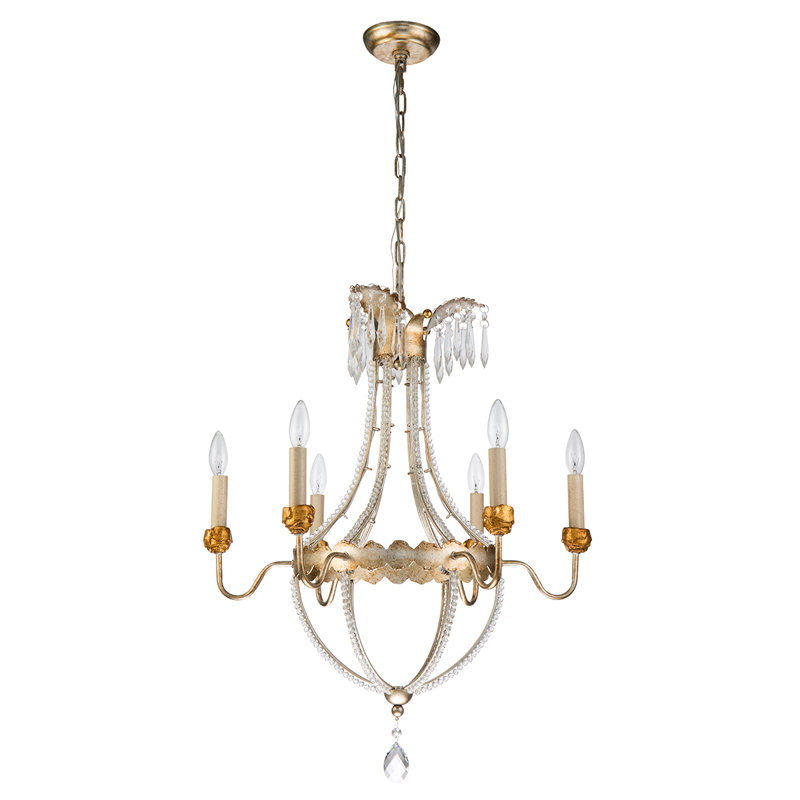 6 Light Empire Gold And Silver Chandelier