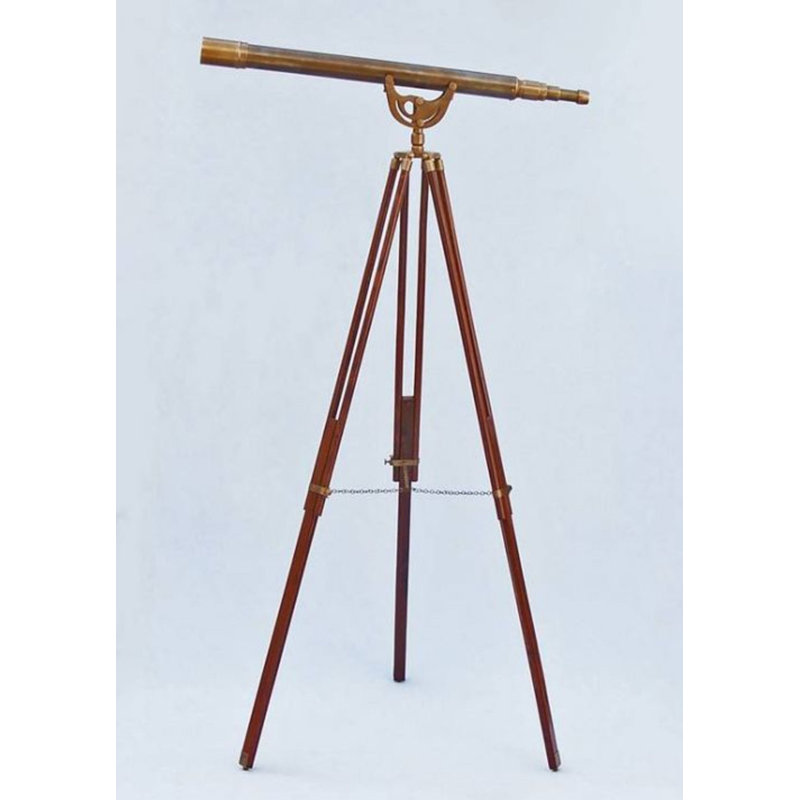 Delaware Entertainment Decorative Telescope, Antique Brass/Black Leather