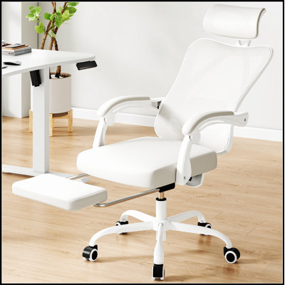 Chaise de bureau ergonomique avec repose-pieds, dossier en filet, support lombaire réglable pour une utilisation confortable à la maison ou au bureau