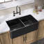 Echo Fireclay 33 in. White Farmhouse Sink Apron Front Farm Sink Double Bowl Kitchen Sink with Accessory Kit-98387760-91457276