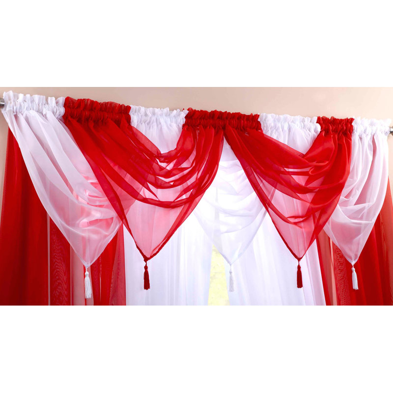 Maloy Solid Colour Pointed Window Pelmet, Red