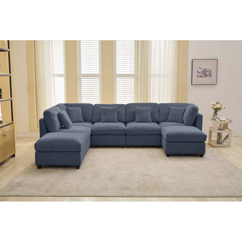 Canapé modulaire 7 pièces 7 pièces, Velours côtelé gris foncé