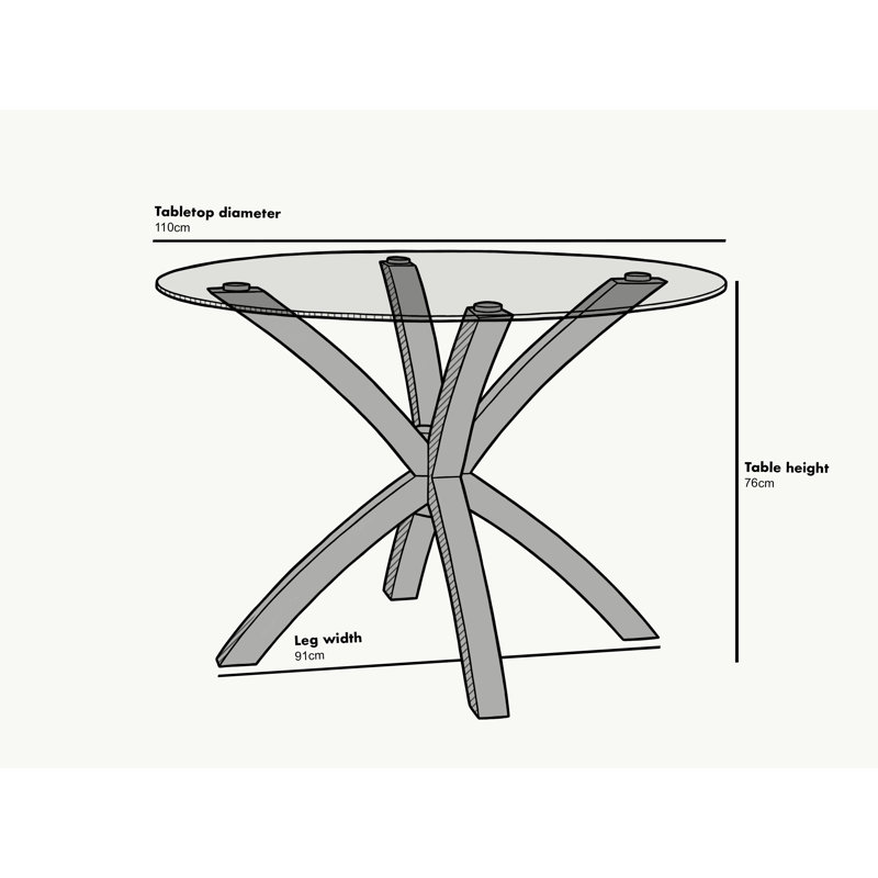 Valera Round Glass Top Metal Base Dining Table
