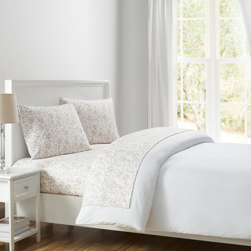 Este Floral 6-Piece Soft Brushed Microfiber Bed Sheet Set, Queen