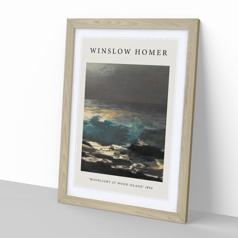 Moonlight at Wood Island by Winslow Homer - Picture Frame Painting, 36cm H x 27cm W x 2cm D