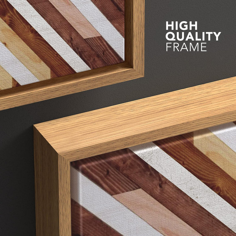 Impression sur toile, motif de bois brun naturel, Cadre naturel flottant, H 16 po x l 24 po x P 1,5 po
