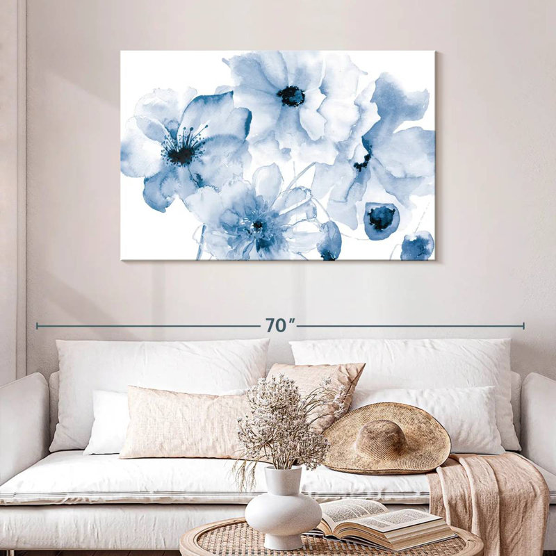 Harnek en fleurs bleu, H 30 po x l 45 po