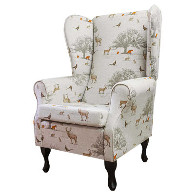 79Cm Wide Cotton Wingback Chair
