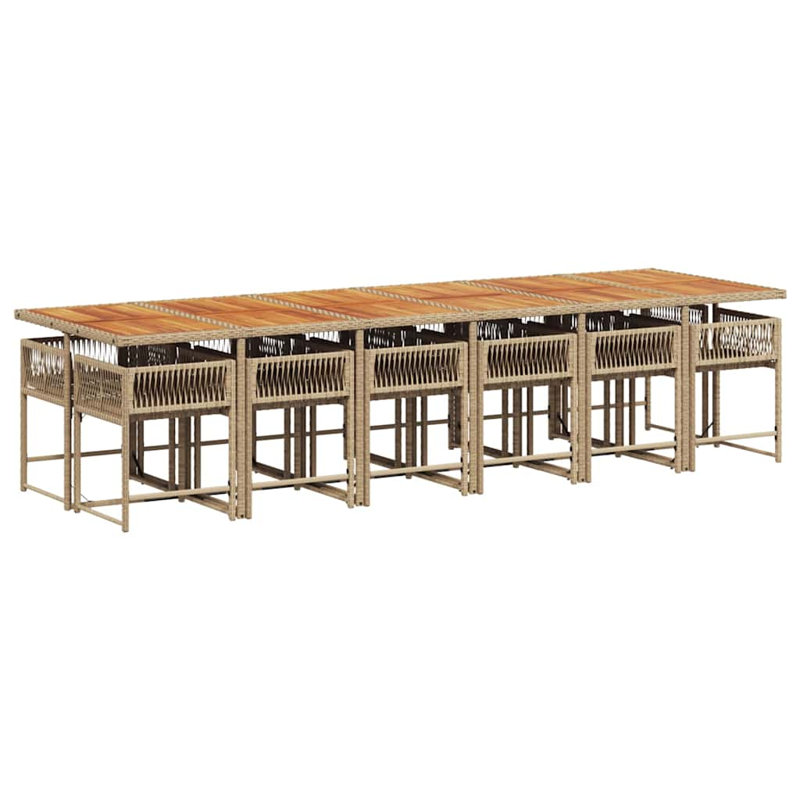 Patio Dining Set with, 73cm H x 330cm W x 106cm D, Beige, 12
