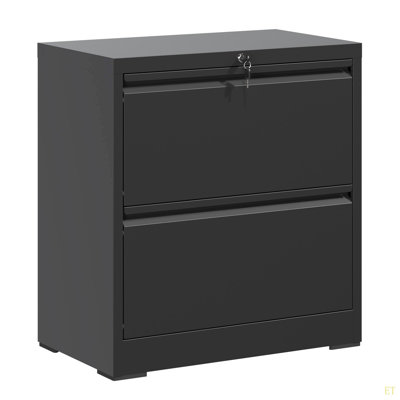 Office Storage Cabinet, Horizontal File Cabinet With Lock, Metal Lateral Filing Cabinet With 2 Drawers For Home Office, Lateral Filing Cabinet For Storage