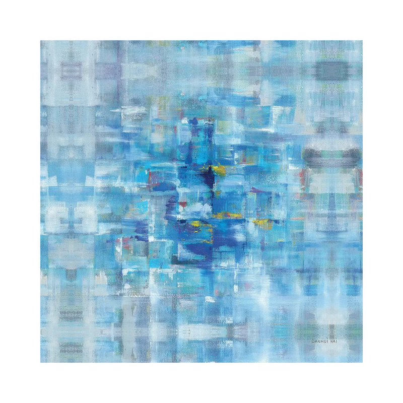 "Cases abstraites bleues" par Danhui nai, reproduction d’art, Toile tendue, Pas de tapis, H 18 po x l 18 po x 1,5 po