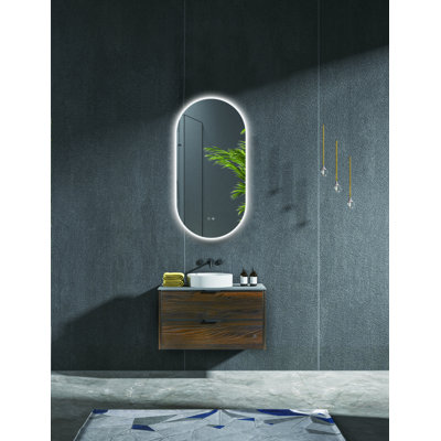 Orren Ellis LED Mirror 23.5 Inch Oval Mirror Vanity Mirror With LED Light, Bathroom Décor Mirror With Light Wall Mounted Bathroom Mirror Makeup Mirror (Backlit)
