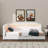 Twin XL Size Upholstered Daybed With Built-In Storage, L-Shaped Design With LED Strip And USB Ports, Linen Fabric Bed Frame-493853866-493853867
