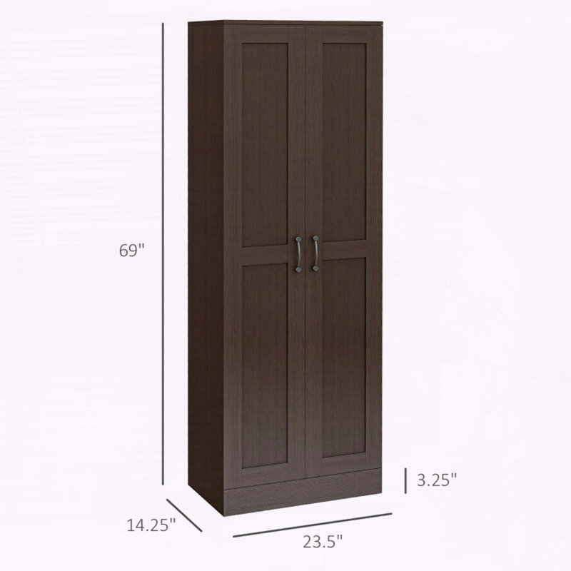 Armoire de rangement autoportante avec tablettes réglables et portes à fermeture en douceur, Brun