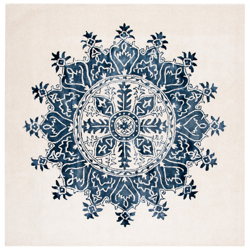 Dip Dye Hand Tufted Wool Oriental Rug, Square 7'