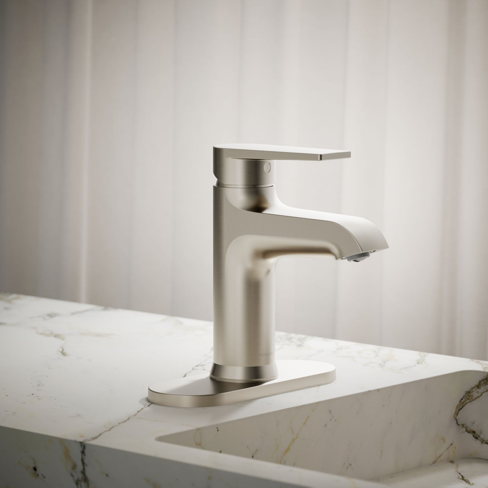 Hint Single-Handle Bathroom Sink Faucet with Escutcheon and Pop-Up Drain, 1.2 GPM, Vibrant Brushed Nickel