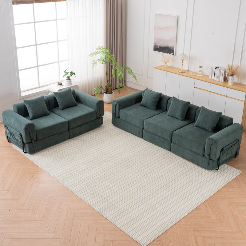 Space-saving Green Recliner Sofa, Polyester Blend, Modern Compact Design For Small Spaces