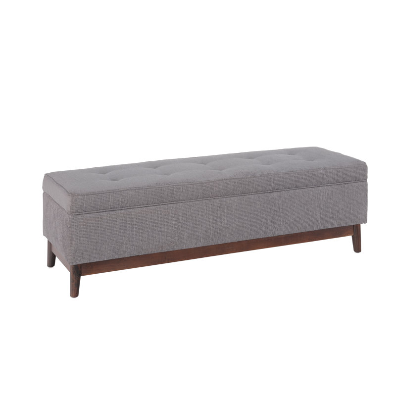 Gisbert Polyester Upholstered Storage Bench, Blue Slate