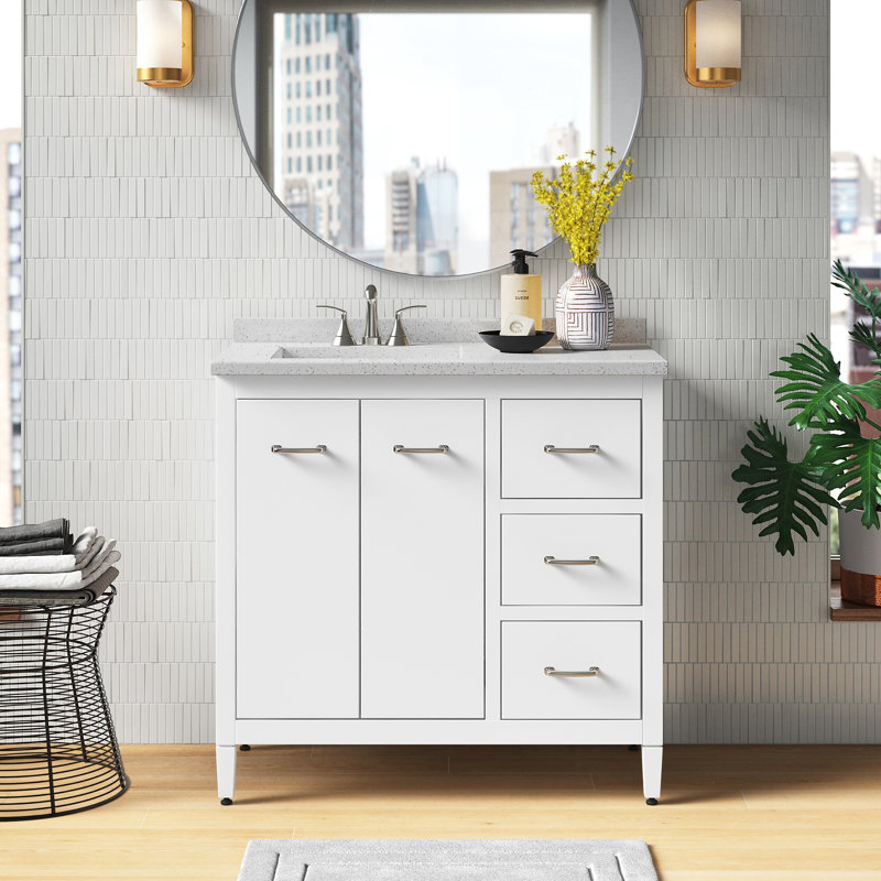 Ferree 36.5'' Single Bathroom Vanity with Cultured Marble Top