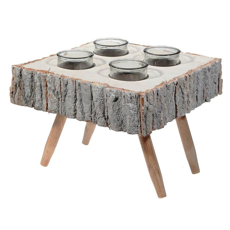 Porte-photophore en bois quadruple