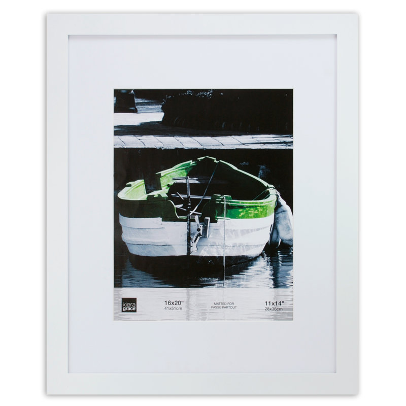 Barrville Matte Picture Frame with Mat, White, 18" X 22"