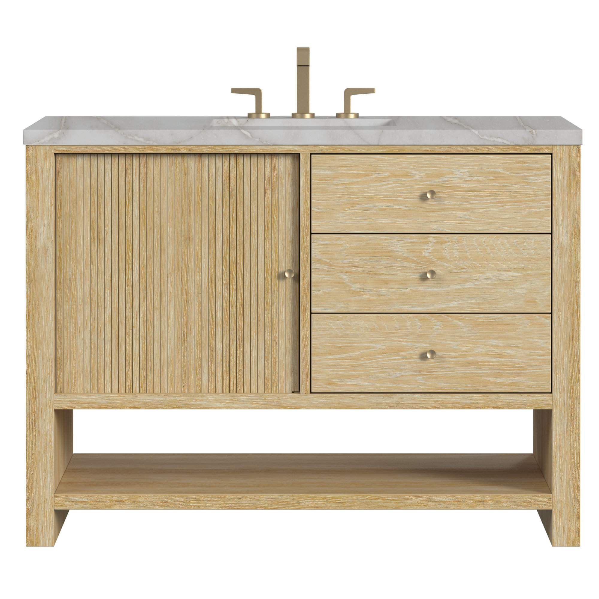 Marigot 48'' Single Bathroom Vanity, Victorian Silver Quartz, 8" Widespread