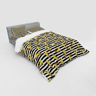 Ensemble de housse de couette en microfibre noir / jaune