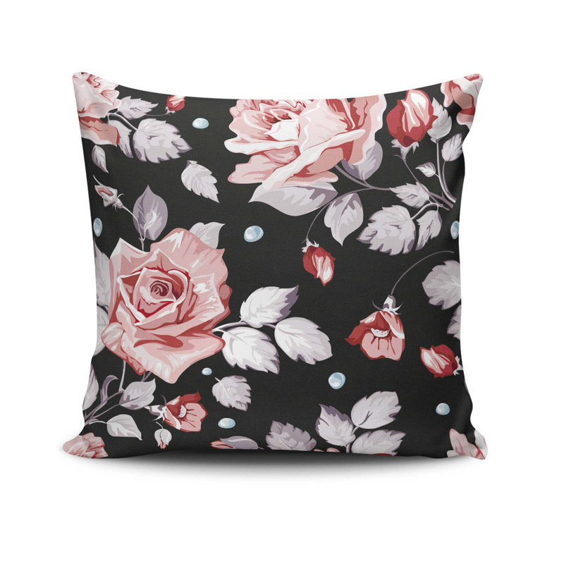 Coussin décoratif Cecyle, 17,0 x 17,0 pouces, 50% coton / 50% polyester, lavable à la machine, repassable, rembourrage en silicone, fermeture à glissière dissimulée | Coussin décoratif doux et élégant pour le salon, la chambre à coucher et le bureau