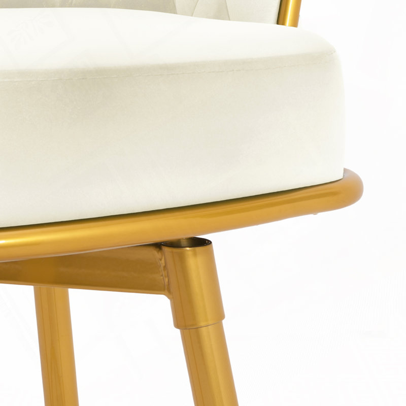 Cecilia  Upholstered Swivel Bar Stool, Beige