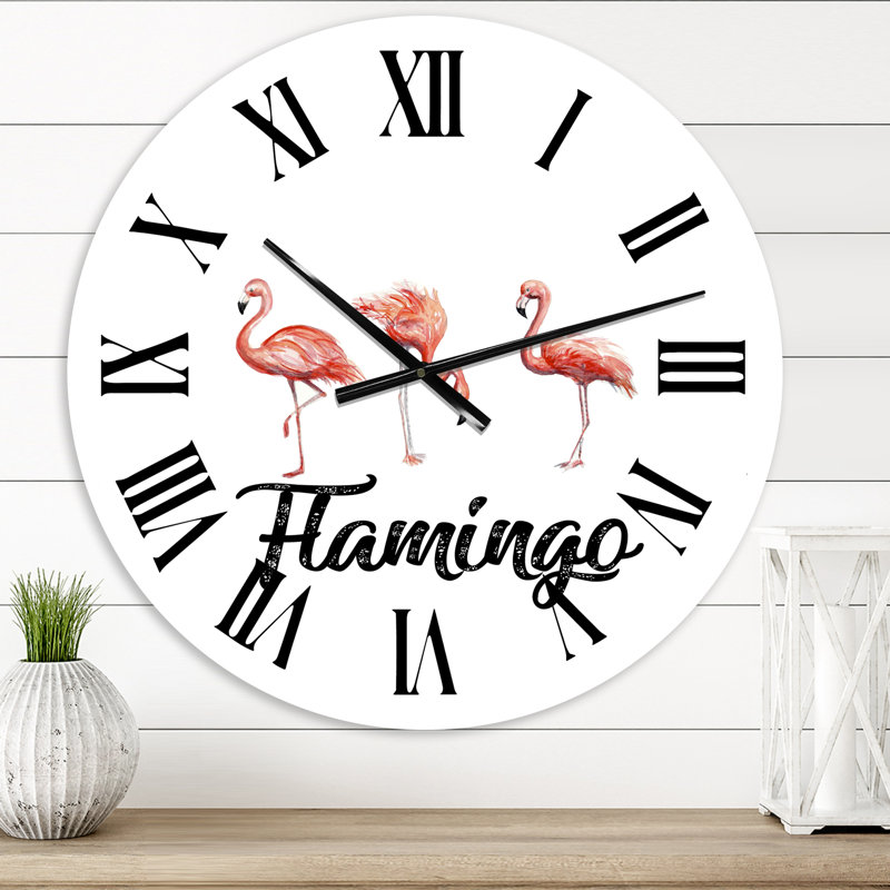 Trois flamants roses - Horloge murale, Petit