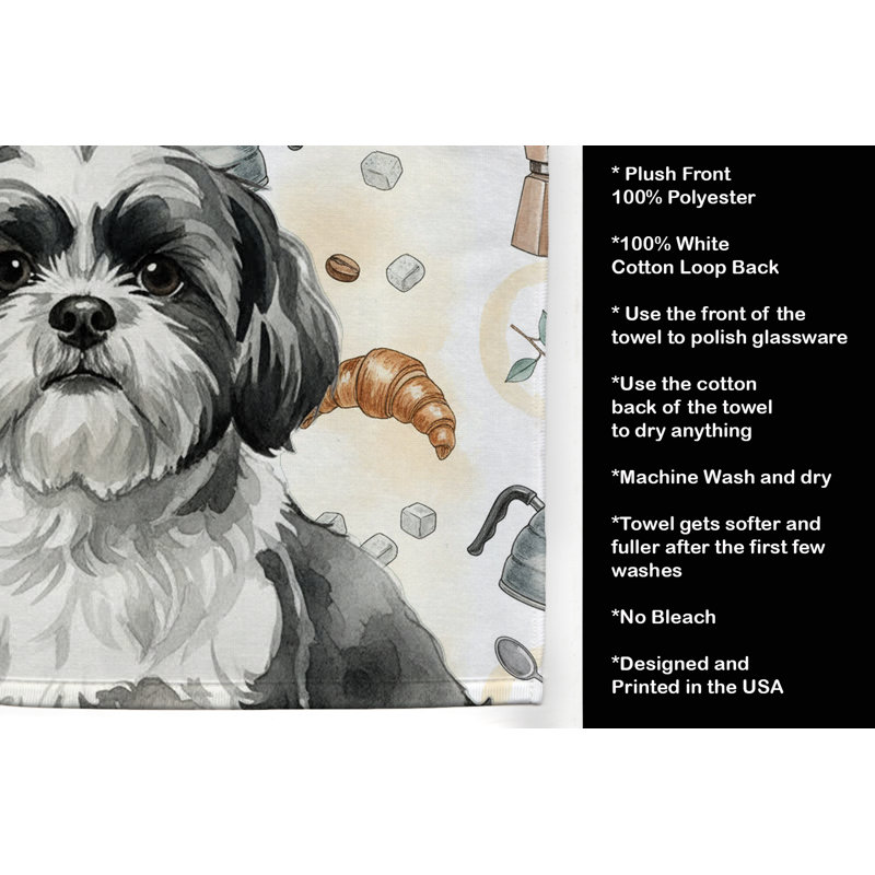 Serviette de cuisine Coffee Bar, Shih Tzu noir et blanc