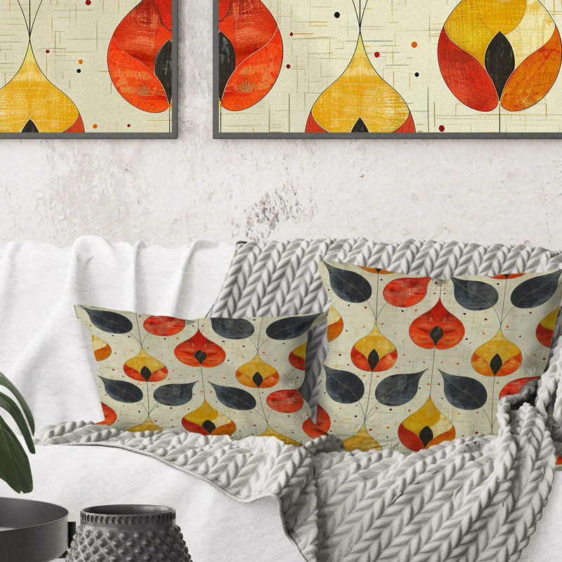 Coussin décoratif orange Midcentury Charm II - Midcentury, H 18 po x l 18 po